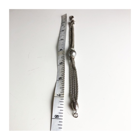 PREMIER DESIGNS Gun Metal Tone Multilayered Chain Link Bracelet with Faux Pearl - Picture 9 of 10